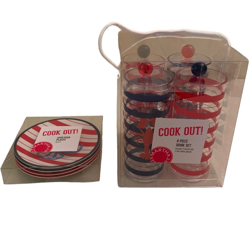 Martha Stewart Collection Plates Glasses W/ Stirrers